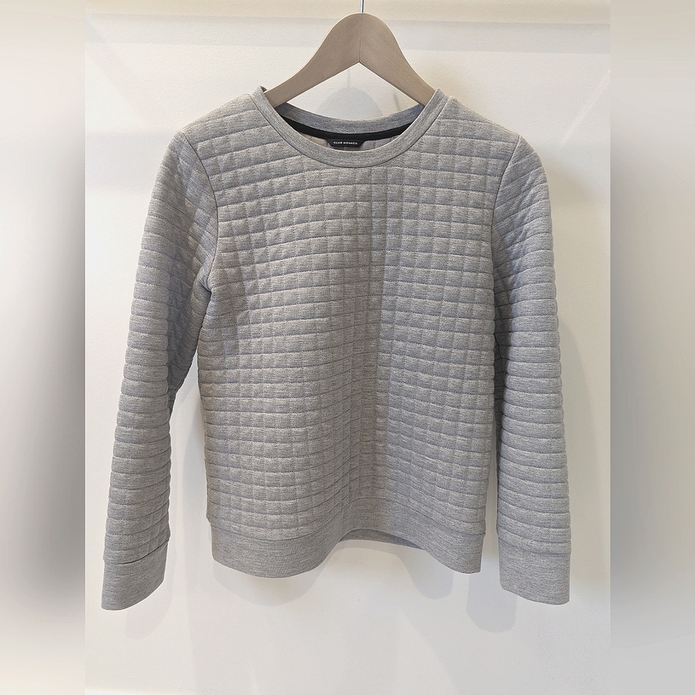 Club Monaco light GREY quilted sweater Sz Small